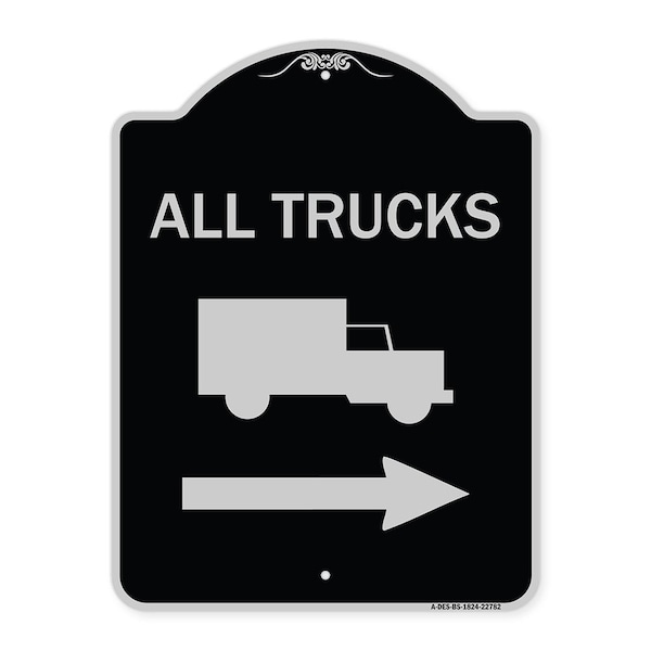 Trucks All Trucks W/ Truck & Right Arrow Heavy-Gauge Aluminum Sign, 24" x 18", BS-1824-22782